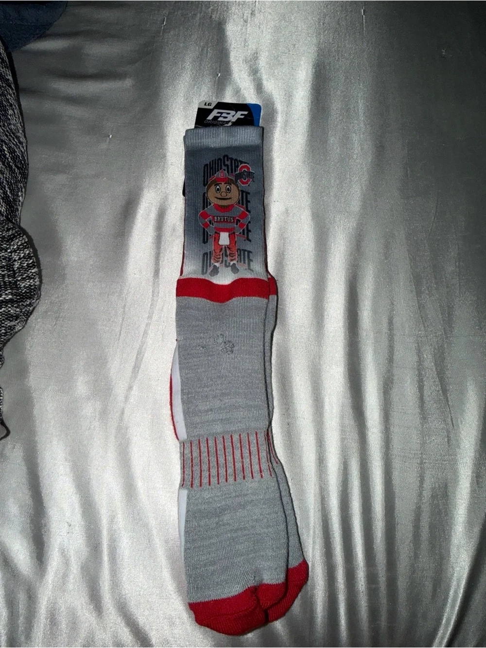 Men's Gray & Red Crew Socks with Team Character Design